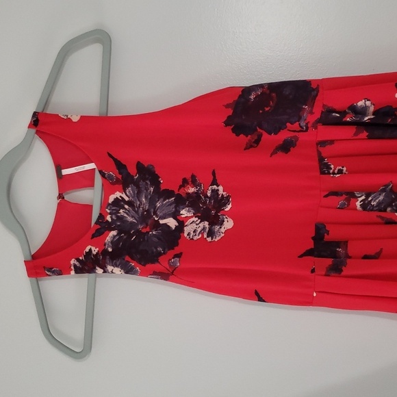 Free People Flutterby Dress 0 Red Floral Halter Fit And Flare Pockets Raw Hem - Picture 9 of 16